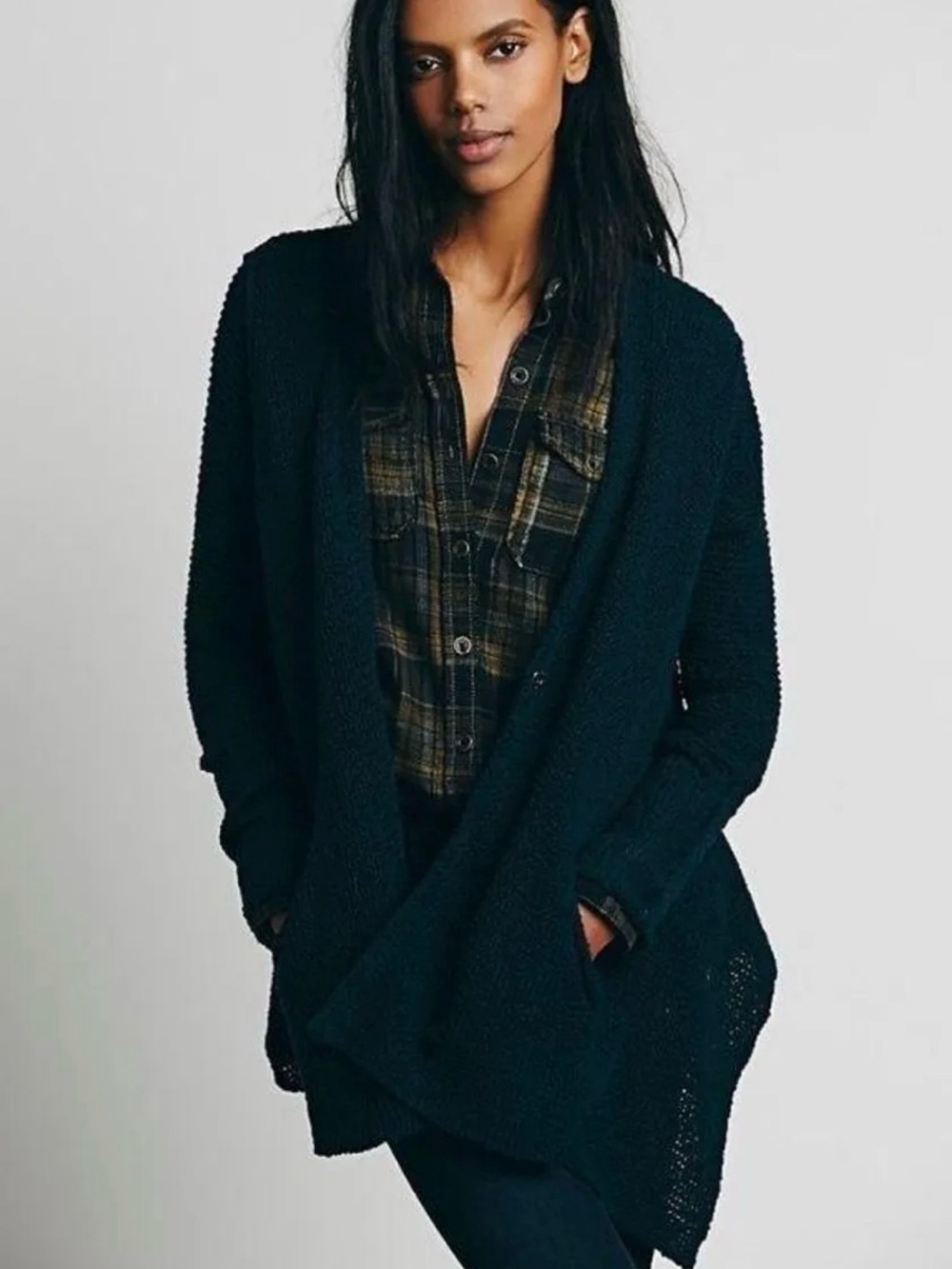 free people shark hem cardigan